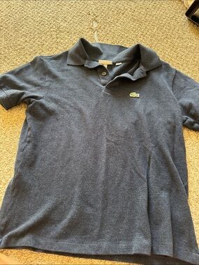 Lacoste boys Dark Blue Polo with Green Crocodile Logo
